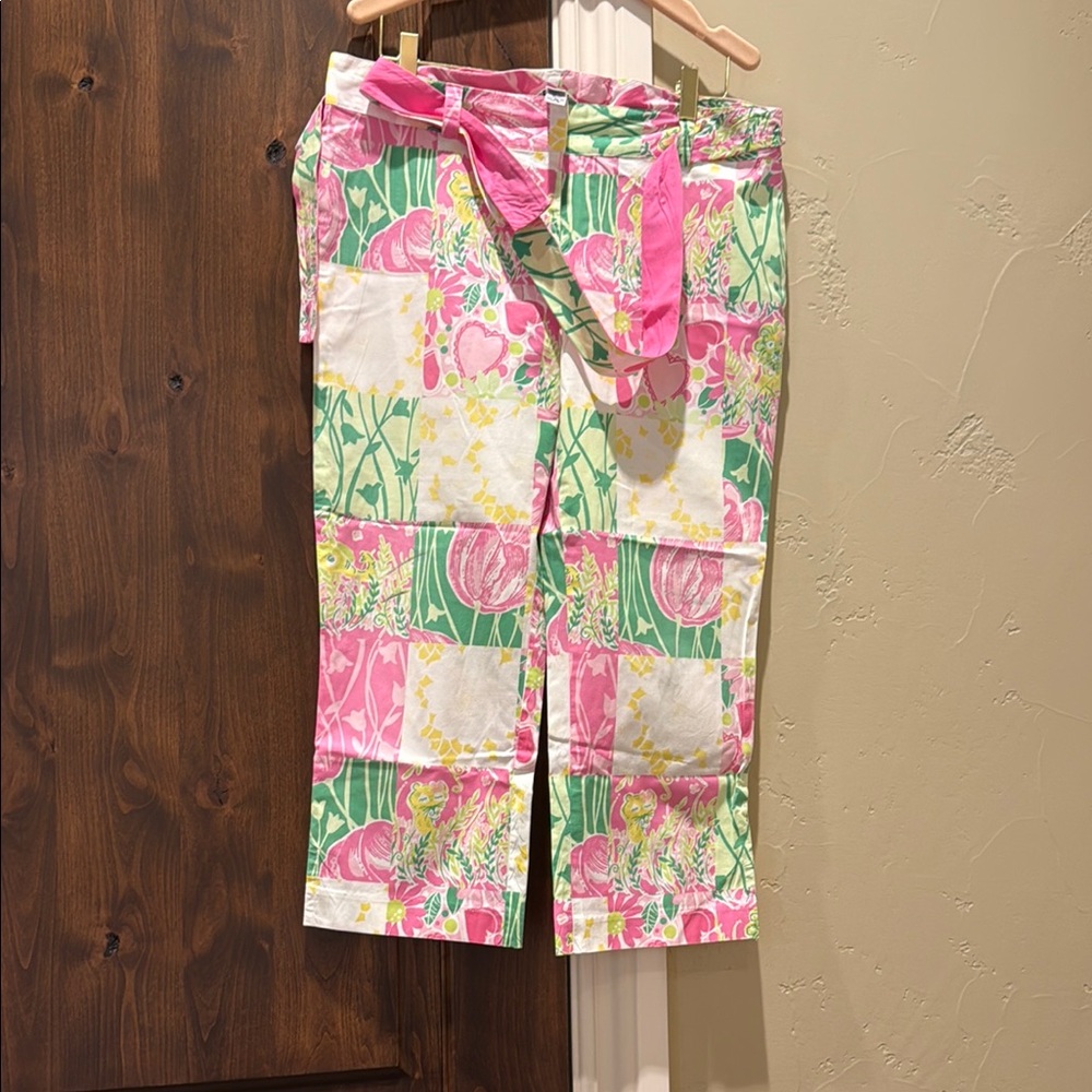 Vibrant Floral Patchwork Pants with Belt